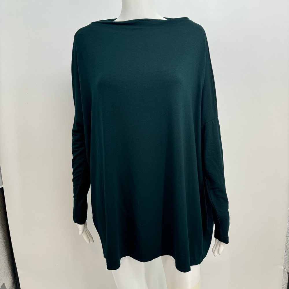 Bryn Walker Dimitri French Terry Knit Draped Neck Dolman Sleeve Oversized Tunic - Picture 2 of 12